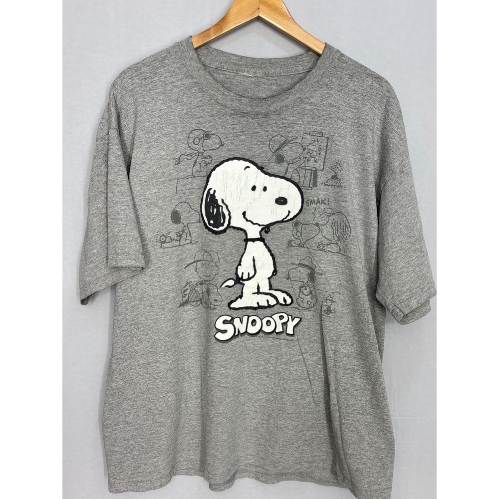 Peanuts Snoopy T-Shirt Mens Heather Gray Short Sleeve‎ Outdoor XL Vintage
